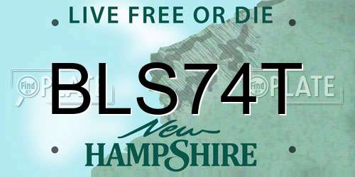 BLS74T New Hampshire License Plate