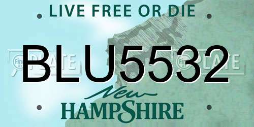 BLU5532 New Hampshire License Plate