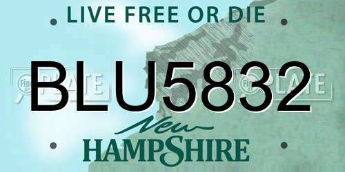 BLU5832 New Hampshire License Plate