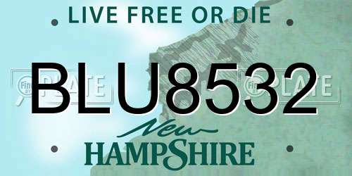 BLU8532 New Hampshire License Plate