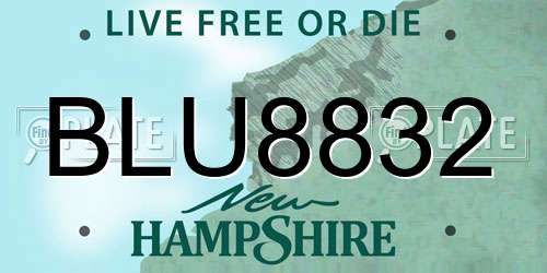 BLU8832 New Hampshire License Plate