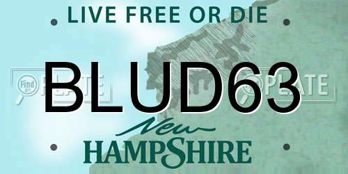 BLUD63 New Hampshire License Plate