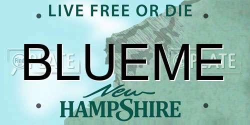 BLUEME New Hampshire License Plate