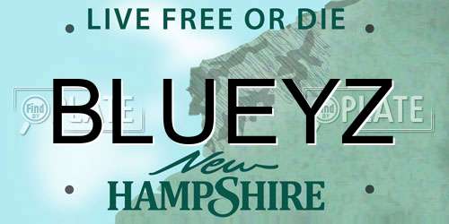 BLUEYZ New Hampshire License Plate