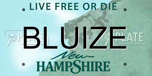 BLUIZE New Hampshire License Plate