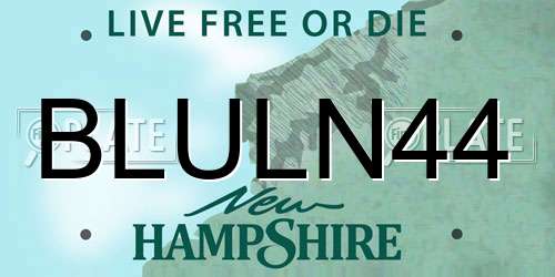 BLULN44 New Hampshire License Plate