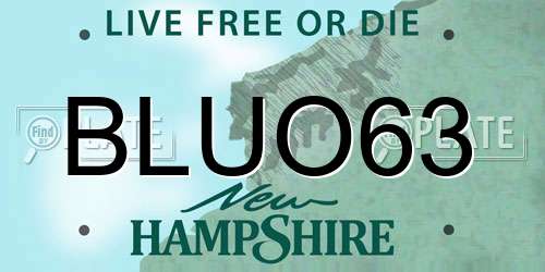 BLUO63 New Hampshire License Plate