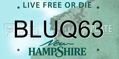 BLUQ63 New Hampshire License Plate