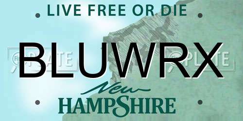 BLUWRX New Hampshire License Plate