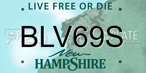 BLV69S New Hampshire License Plate