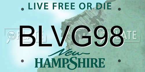 BLVG98 New Hampshire License Plate