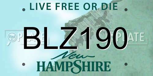 BLZ190 New Hampshire License Plate
