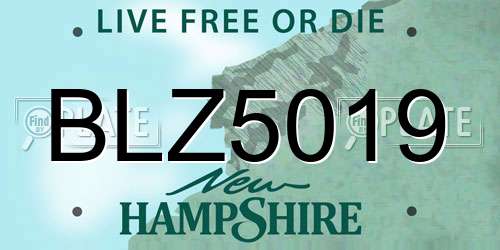 BLZ5019 New Hampshire License Plate