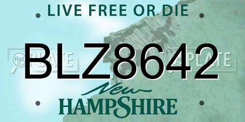 BLZ8642 New Hampshire License Plate