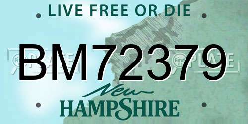 BM72379 New Hampshire License Plate