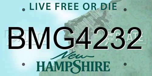 BMG4232 New Hampshire License Plate
