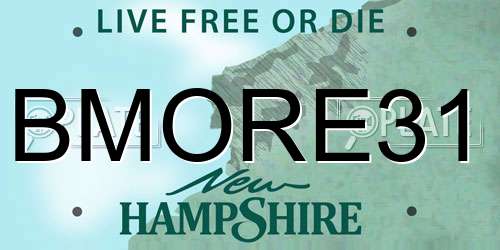 BMORE31 New Hampshire License Plate