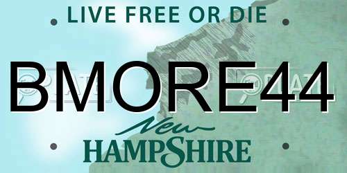 BMORE44 New Hampshire License Plate