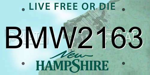 BMW2163 New Hampshire License Plate
