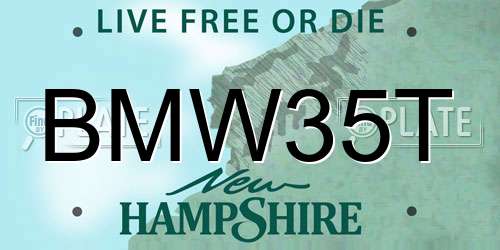 BMW35T New Hampshire License Plate