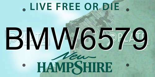 BMW6579 New Hampshire License Plate