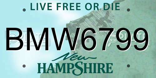 BMW6799 New Hampshire License Plate