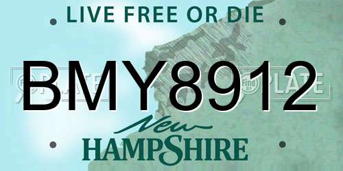 BMY8912 New Hampshire License Plate