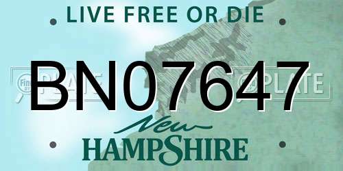 BN07647 New Hampshire License Plate