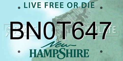 BN0T647 New Hampshire License Plate