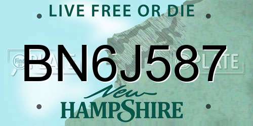 BN6J587 New Hampshire License Plate