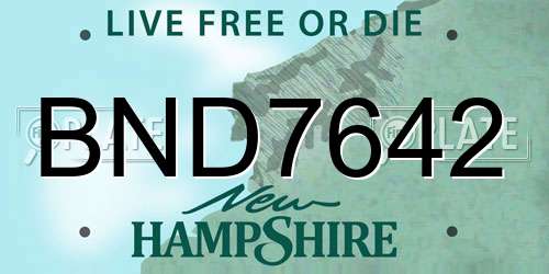 BND7642 New Hampshire License Plate