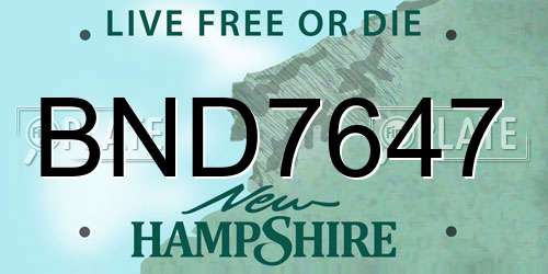 BND7647 New Hampshire License Plate