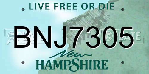 BNJ7305 New Hampshire License Plate