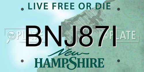 BNJ87I New Hampshire License Plate