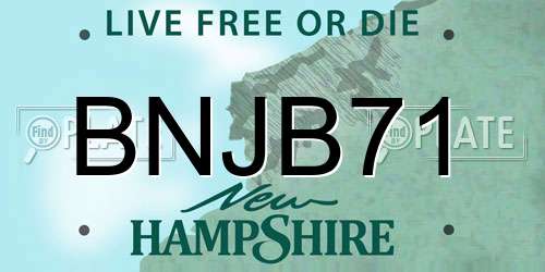 BNJB71 New Hampshire License Plate