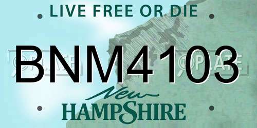 BNM4103 New Hampshire License Plate