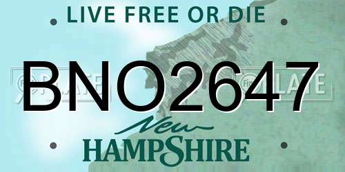 BNO2647 New Hampshire License Plate