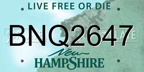 BNQ2647 New Hampshire License Plate