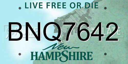 BNQ7642 New Hampshire License Plate