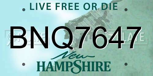 BNQ7647 New Hampshire License Plate
