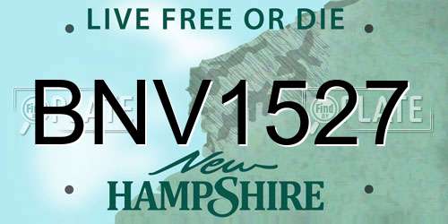 BNV1527 New Hampshire License Plate