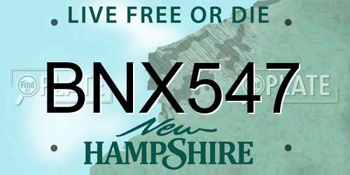 BNX547 New Hampshire License Plate