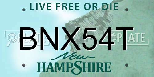 BNX54T New Hampshire License Plate
