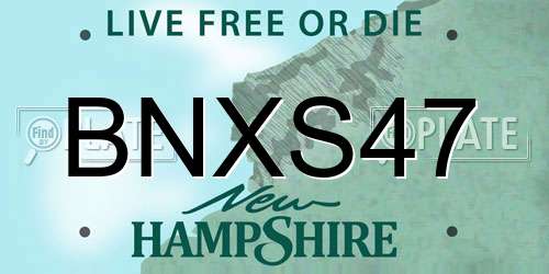 BNXS47 New Hampshire License Plate
