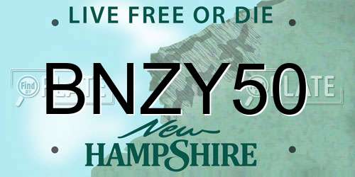 BNZY50 New Hampshire License Plate