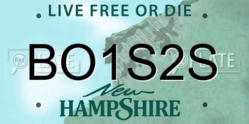 BO1S2S New Hampshire License Plate