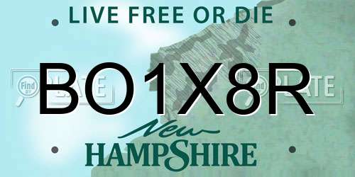 BO1X8R New Hampshire License Plate