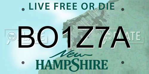 BO1Z7A New Hampshire License Plate