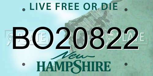 BO20822 New Hampshire License Plate