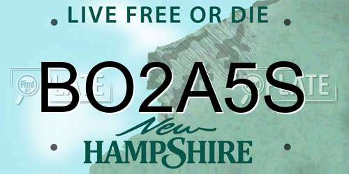 BO2A5S New Hampshire License Plate